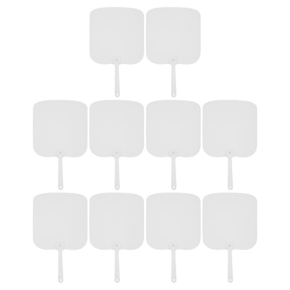 Amosfun 10pcs Wedding Sublimation Blanks Paddle Fan White DIY Blank Fans for Friends and Families