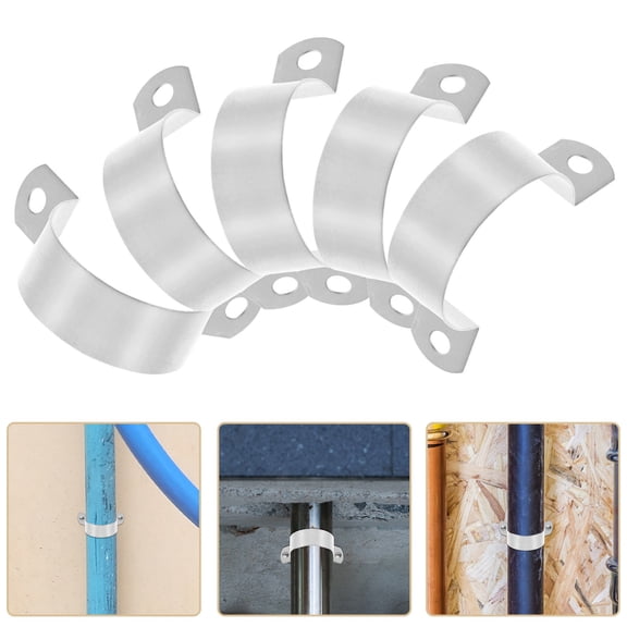 Amosfun 10pcs Welding Pipe Clamp Rigid Pipe Strap Silver For Supporting Pipes And Cables