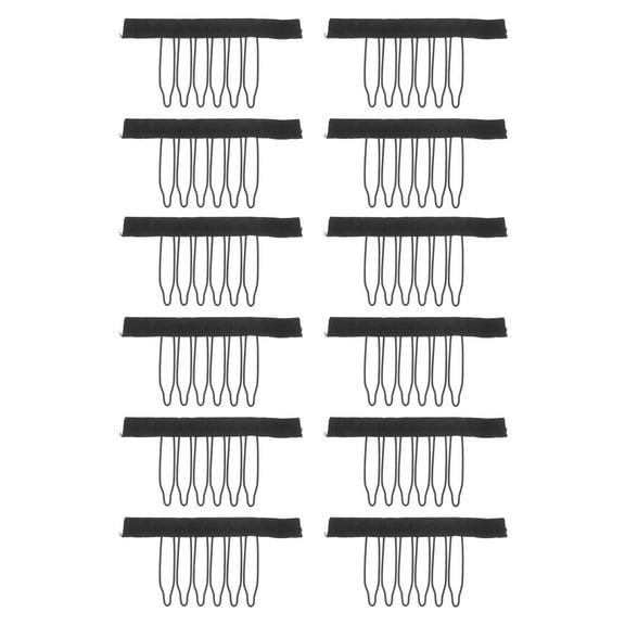 Amosfun Steel Tooth Wig Clips Black for Cap and Lace Decoration 12Pcs