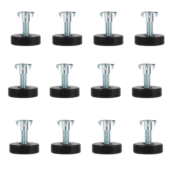 Amosfun 12Pcs Black Furniture Leveling Feet Adjustable Screw in Table Leg Levelers with Friction Reduction