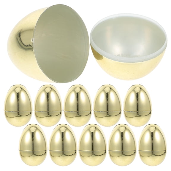 Amosfun 12Pcs Fillable Easter Eggs Plastic Golden Eggs for Easter Party Decorations and Candy Boxes