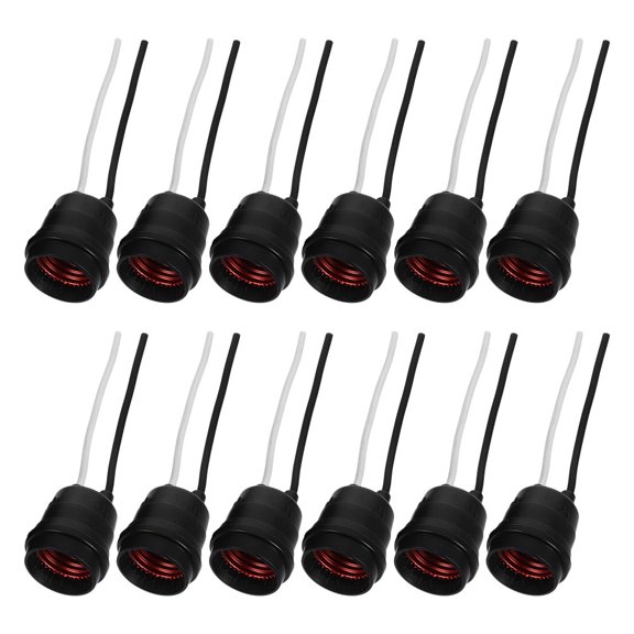 Amosfun 12Pcs Waterproof Black E27 Light Socket with Cord for Outdoor and Humid Areas