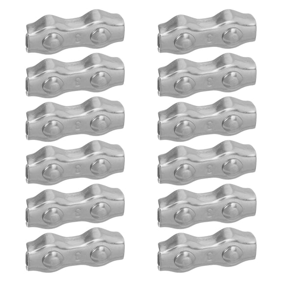 Amosfun 12Pcs Heavy Duty Metal Wire Rope Clamps 304 Stainless Steel Plated for Projects and Repairs