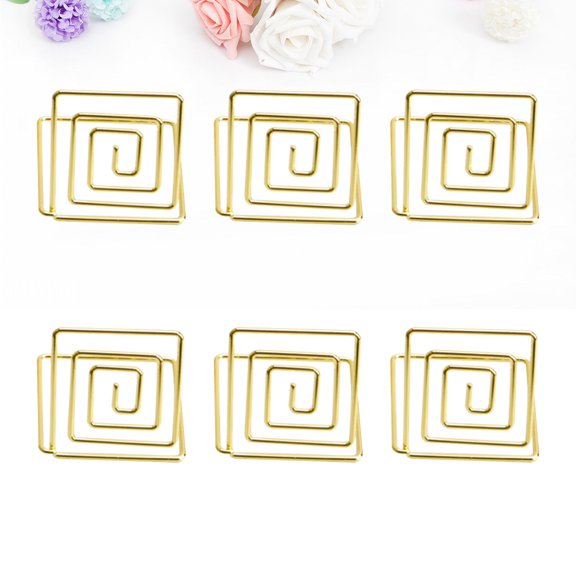 Amosfun 12pcs Table Card Holders Note Holder Carbon Steel Golden for Party Home Office Use Stylish Design
