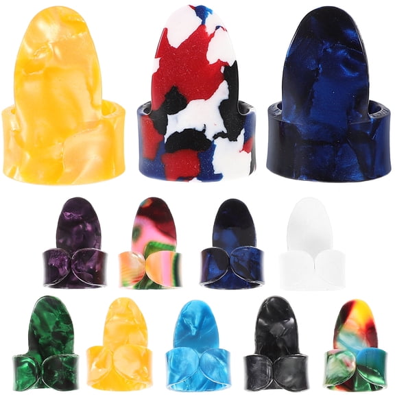 Amosfun 12Pcs Guitar Finger Picks Assorted Color Xylonite for Electric Guitar Players
