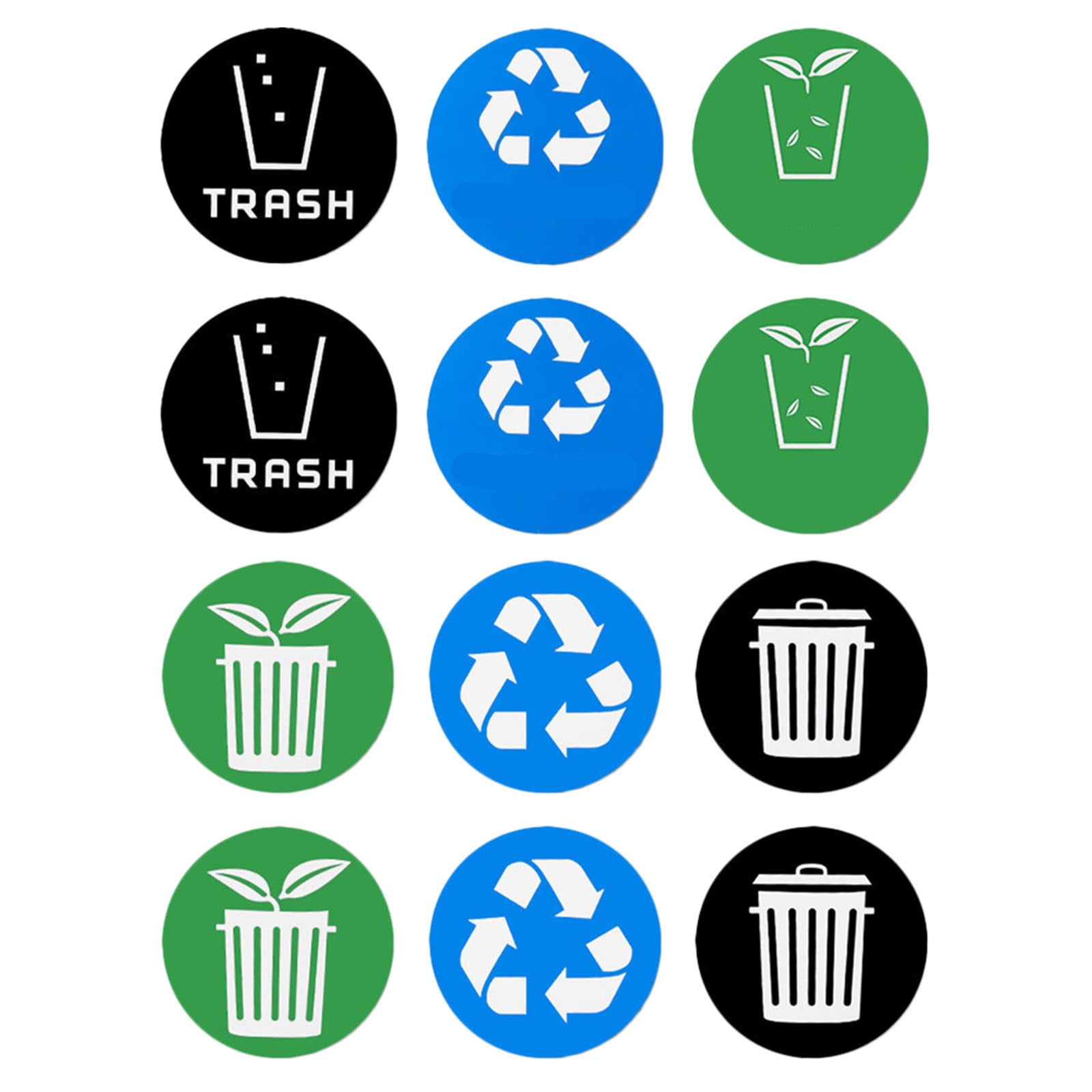 Colored Sorting Stickers Amosfun 12Pcs Trash Can Stickers, PVC Self-Adhesive Recycling Labels ...