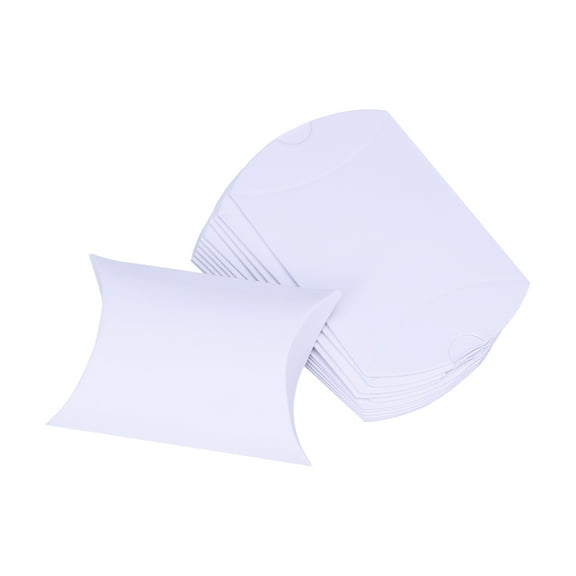 Amosfun 12Pcs Wedding Candy Boxes White Craft Paper Pillow Shape for Party Favor Packaging