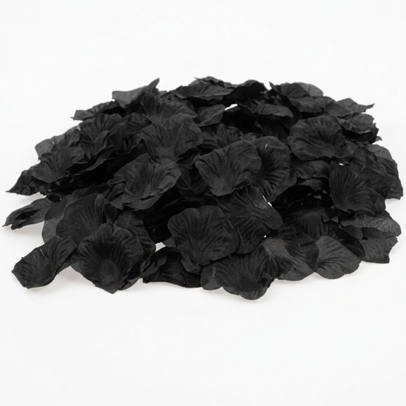 Amosfun 1500Pcs Black Fake Flower Petals Lifelike Fabric for Versatile Home Wedding Celebration