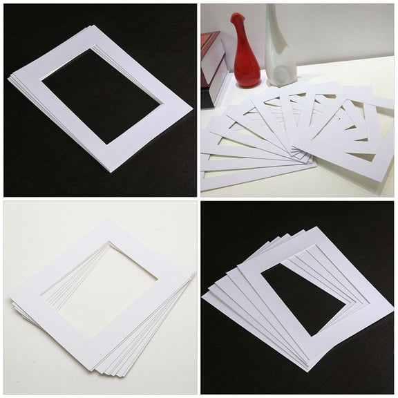 Amosfun 15Pcs White Pre-Cut Photo Frame Mats Durable Paper for Picture Frame Matting