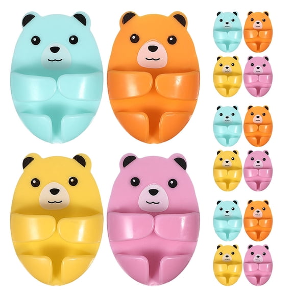 Amosfun 16Pcs Cute Bear Wall Cord Organizers, ABS Material, Easy to Install Cable Management Solution