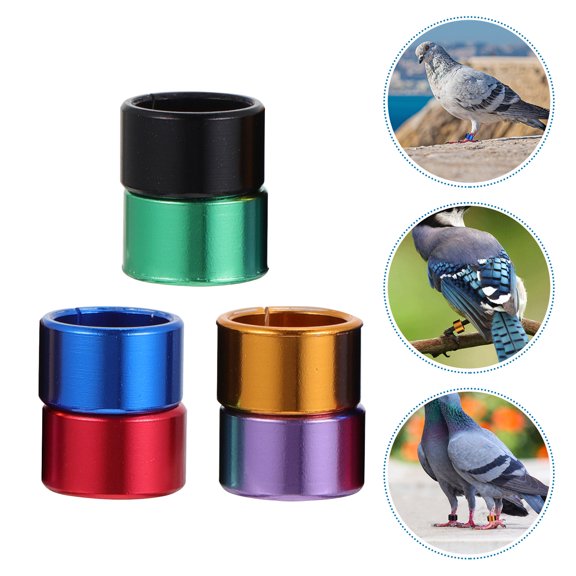 Amosfun 18Pcs Durable Aluminum Bird Bands in Assorted Colors for Pet Flock Breeding and Racing