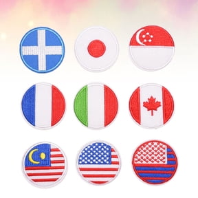 Amosfun 18Pcs Flag Embroidery Patch Cloth Stickers for Hats Shoes Bags and Crafts