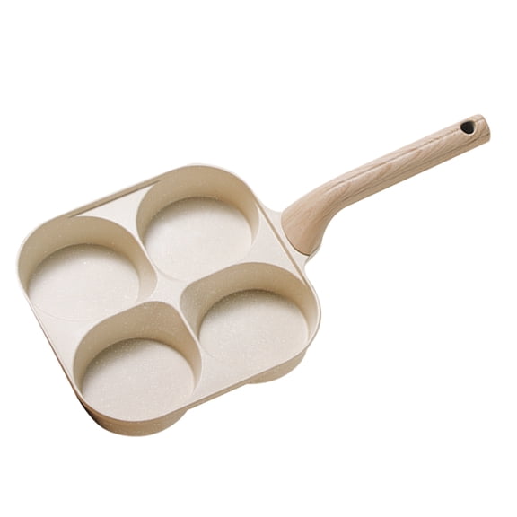 Amosfun Beige 4-Cup Nonstick Divided Pan for Quick and Easy Breakfast Cooking and Meal Preparation