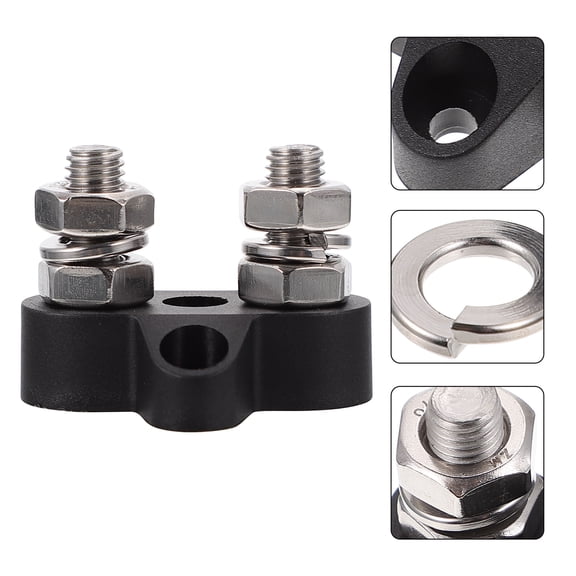 Amosfun 1-Pack Double-End Wire Terminal Block Connector with Black Glass Fiber for Cable Wiring
