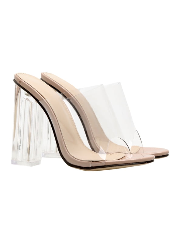 Stylish Heeled Sandals Multi Color Transparent Design Comfortable Non-Slip Tpr Sole