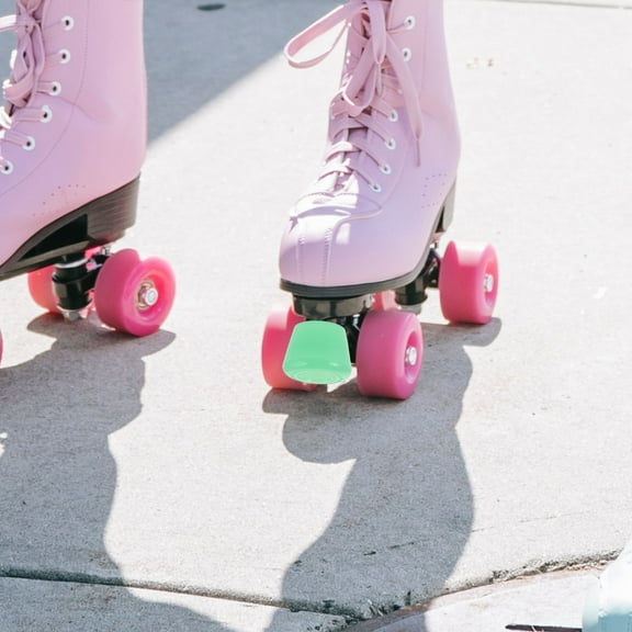 Amosfun 1Pair Roller Skate Toe Stops Light Green PU Brake Jam Plugs Easy Install for Double Row and Four Wheel Skates