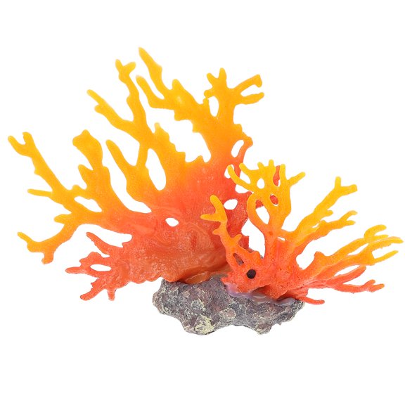 Amosfun 1Pc Aquarium Ornament Orange Coral Tree Simulation for Beautiful Fish Tank Scenery