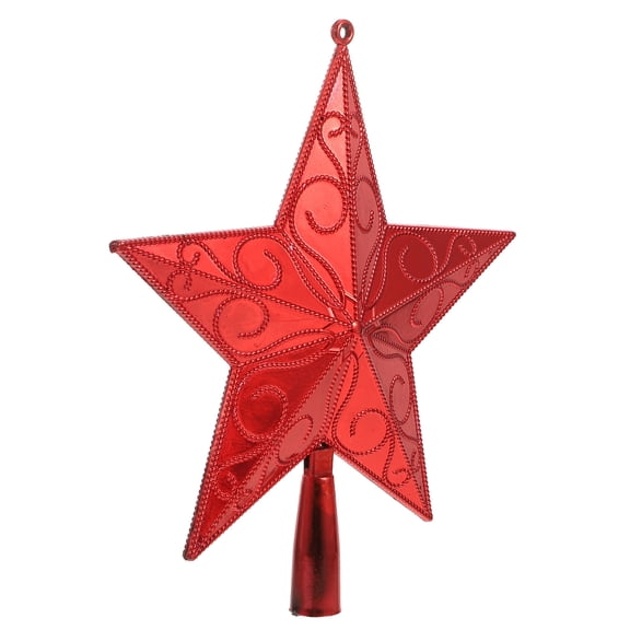 Amosfun 1Pcs Christmas Tree Stars Ornaments Red Plastic Decoration for Home Decor