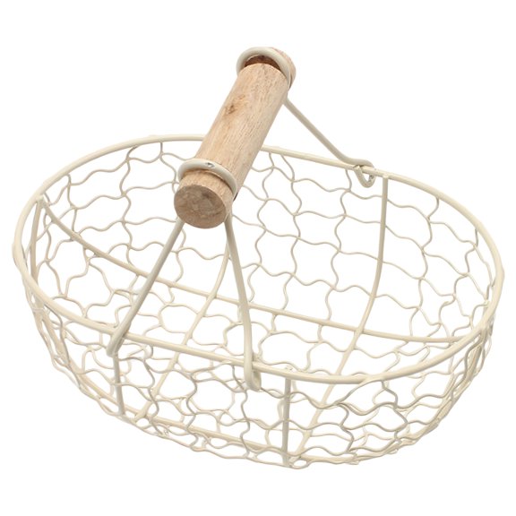 Amosfun 1Pc Creative Beige Iron Basket for Kitchen Fruit Storage and Home Organizer