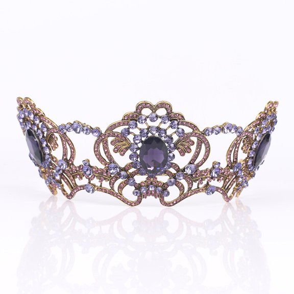 Amosfun 1Pc Crystal Wedding Crown Alloy Bridal Tiara for Decoration Multicolor Chic Design