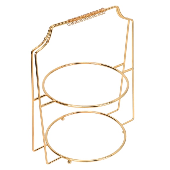 Amosfun 1Pc European Style Golden Iron Cake Display Rack with Two Levels for Parties