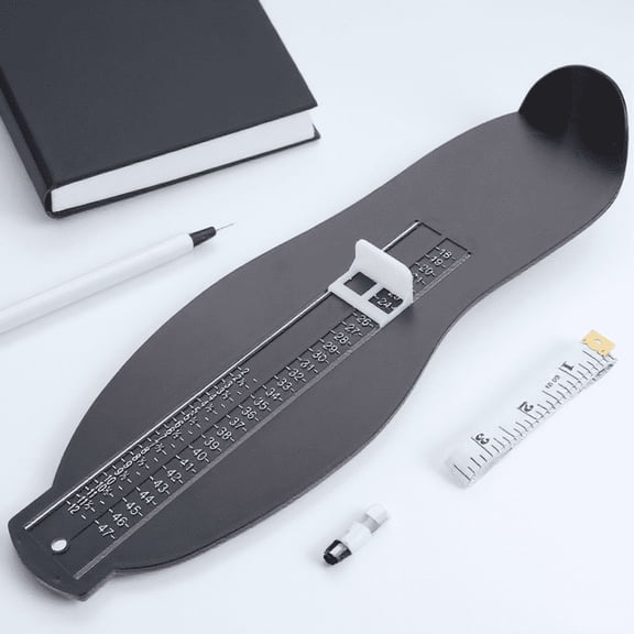 Amosfun 1Pc Foot Length Measuring Device Black Adult Foot Sizer for Home Use with Tape Measure