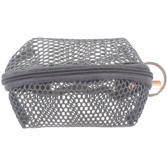 Amosfun 1Pc Mini Coin Purse Keychain Dark Grey Nylon Simple Makeup Egg Protection Bag