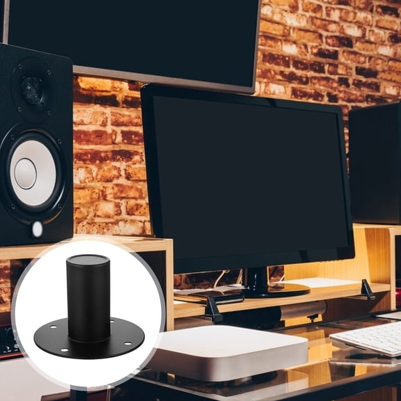 Amosfun Black Metal Iron Speaker Stand Mount Bracket, Sturdy and Support for Home Audio Speakers
