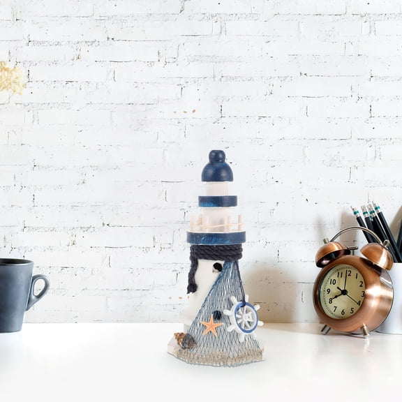 Amosfun Small Lighthouse Figurine, Coastal Nautical Tabletop Decoration for Beach, Marine-Themed Parties and Home Decor