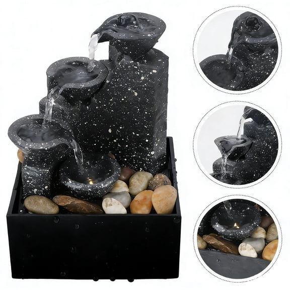 Amosfun 1Pc Simulation Water Fountain Black Artificial Landscape Decor for Office and Home