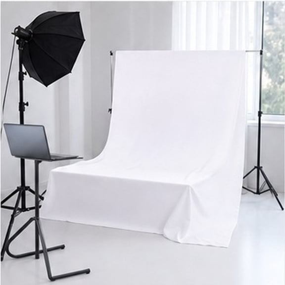 Amosfun 1Pc Solid White Backdrop Tear Resistant Background Cloth for Home Office Backdrop and Live Videos