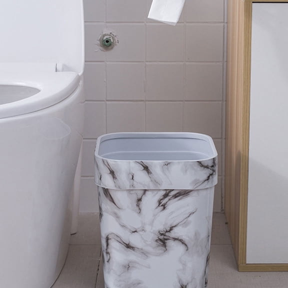 Amosfun 1Pc White Plastic Trash Can Square Household Garbage Can Simple Stylish Waste Bin for Home