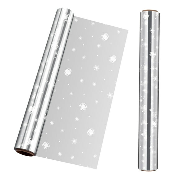 Amosfun Snowflake Gift Wrapping Paper Cellophane Wrapping Roll Grey 1Pack