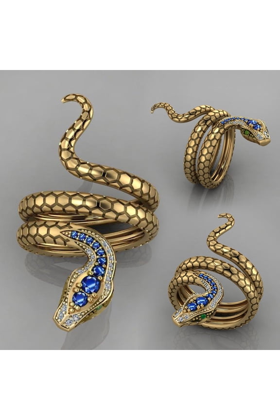 Unisex Copper Snake Shaped Finger Ring Assorted Color for Anniversary and Birthday 1Pack