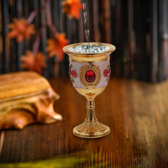 Amosfun 1Pcs Vintage Goblet White Zinc Alloy Drinking Cup Home Bar Use Adult Decor