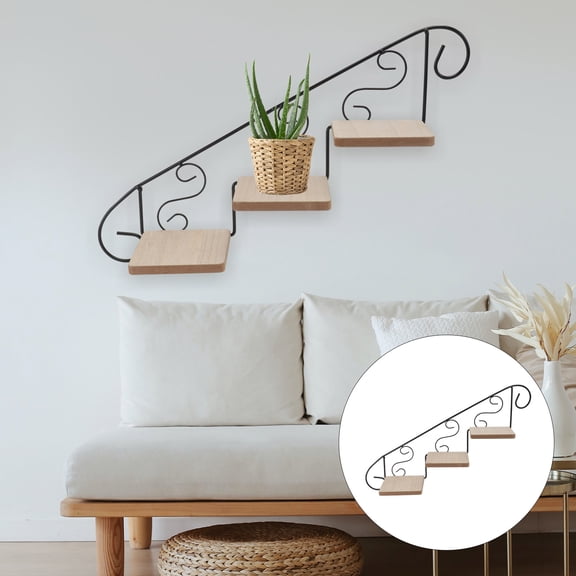 Amosfun 1Pc Black Wall Mounted Flower Rack for Home Decorative Plant Stand