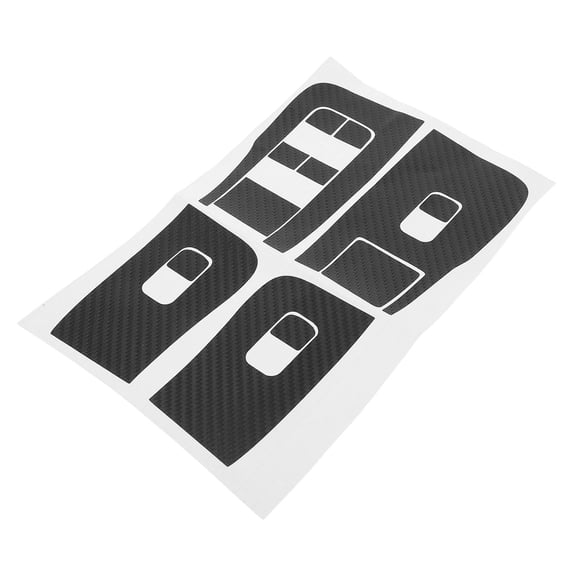 Amosfun 1Set Carbon Fiber Car Button Decal Sticker Black for Window Switch Cover