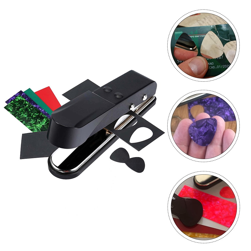 Amosfun 1Set Black Guitar Punch Maker Tool for DIY Guitar Picks Using ABS and Celluloid Sheets