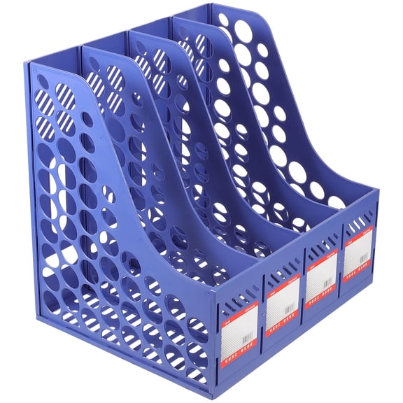 Amosfun 1Set Blue File Organizer Desktop Cubbyhole Plastic Document Holder Rack