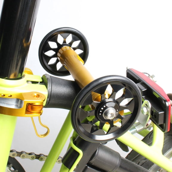 Amosfun 1Set Folding Bike Auxiliary Wheel Aluminum Alloy Easy Wheel Black Durable Lightweight Compatible for Brompton