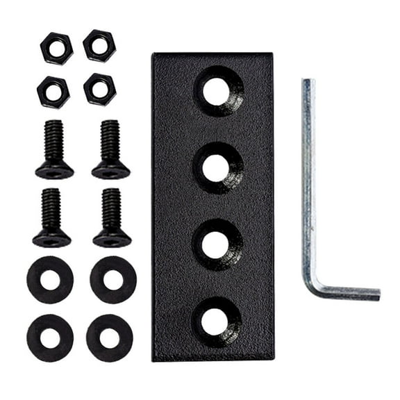 Amosfun 1Set Heavy Duty Black Metal Track Mending Plate for Seamless Barn Door Rail Connection