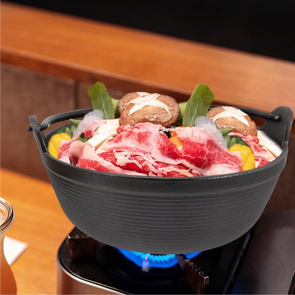Amosfun 1Set Outdoor Black Cooking Pot with Fast Heat Conduction Iron Material