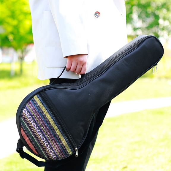 Amosfun Black Banjo Case with Soft Cotton Cushion, Adjustable Shoulder Strap, Storage Pouch for Banjo