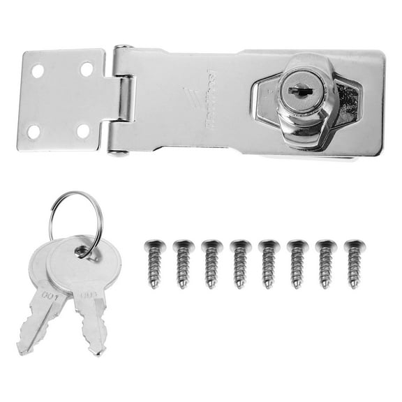 Amosfun 1Set Safety Hasp Latch Door Bolt Lock with Keys Zinc Alloy for Household Security