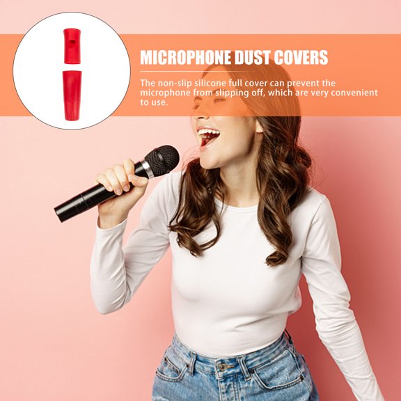 Amosfun Red Silicone Protective Sleeve for Microphone, Anti-Impact Cover for Mic in Performance and Recording Settings