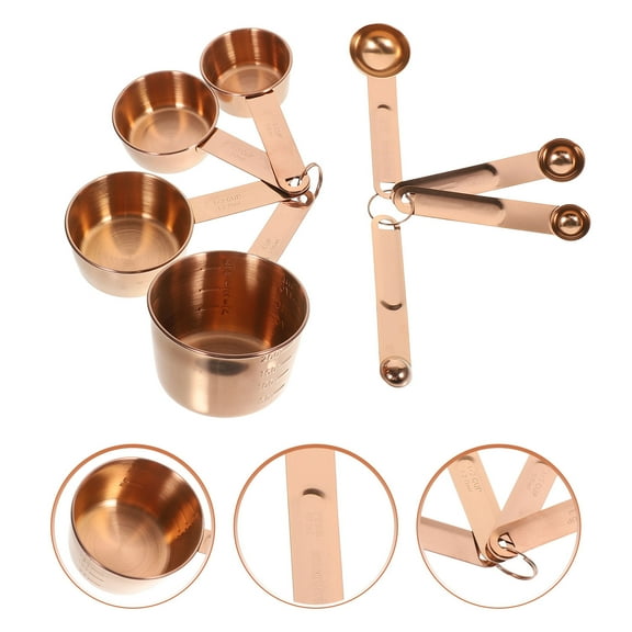 Amosfun Rose Stainless Steel Measuring Spoons and Cups Set for Home Baking and Cooking Essentials