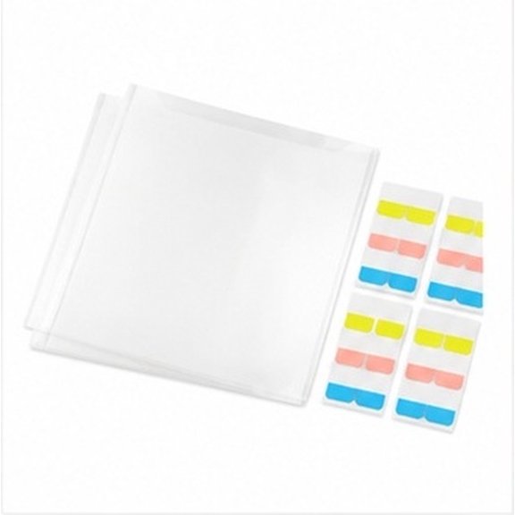 Amosfun 1Set Transparent Scrapbooking Paper Holder with Multicolor Tabs Top Loading Paper Organizer for Storage