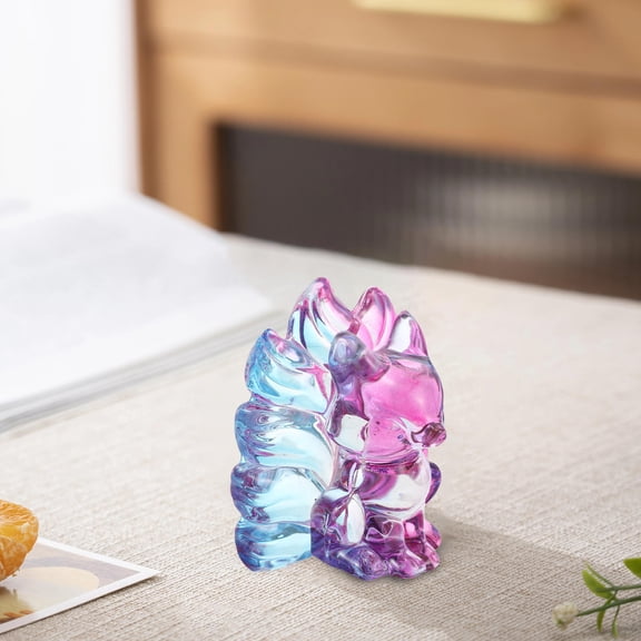 Amosfun Natural Crystal Fox Figurine Hand Carved Assorted Color 2 Pcs