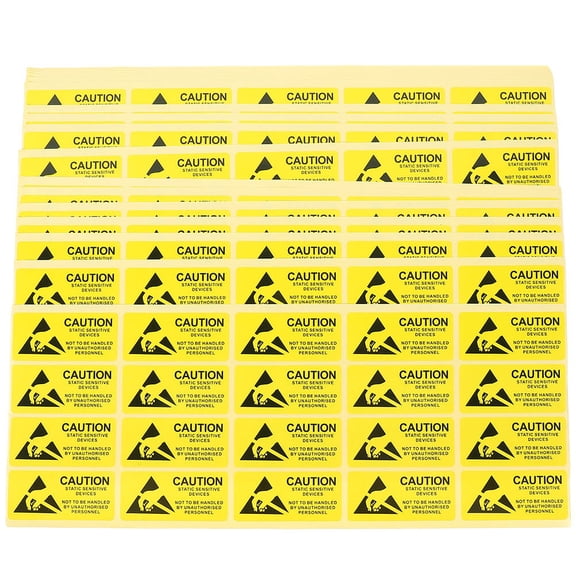 Amosfun 200Pcs Anti Static Warning Decals Yellow Electrostatic Safety Labels for Electrical Devices