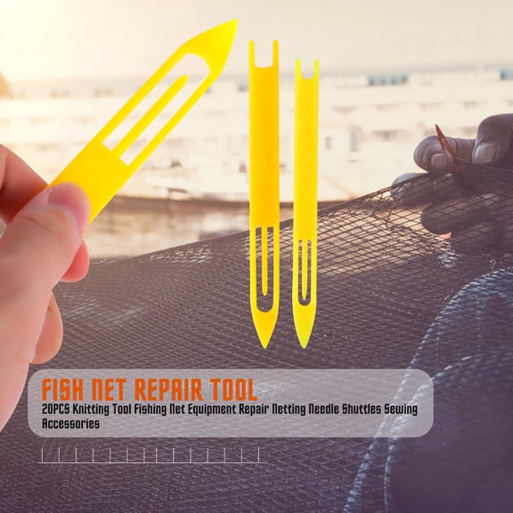 Amosfun 20PCS Needle-shaped Net Repair Plastic Fishing Tools for Fishermen Yellow
